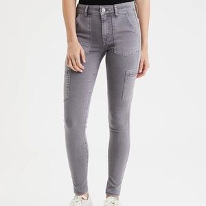 American Eagle Outfitters Light Gray Cargo Jeggings High Waisted